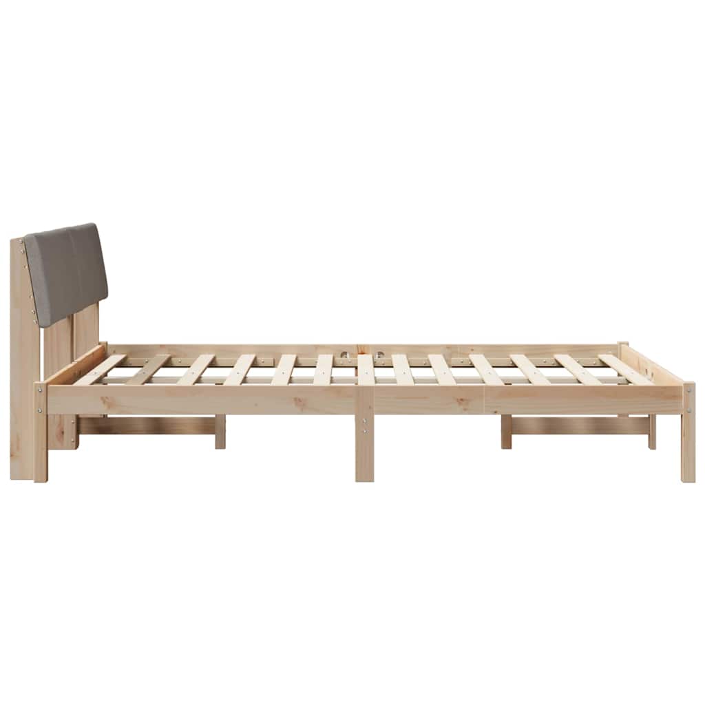 Bed frame Brown and taupe 140 x 200 cm Solid pine wood